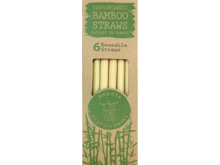 CLEARANCE - Needy Sustainables Organic Regular Bamboo Straws - 6-Pack Hot on Sale