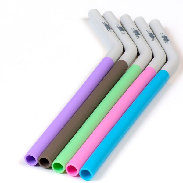 CLEARANCE - CoupleDots Silicone Drinking Straws - 5 Straws Online Hot Sale