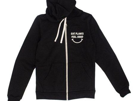 Plant Active  Eat Plants Feel Good  Black Zip-Up Hoodie on Sale