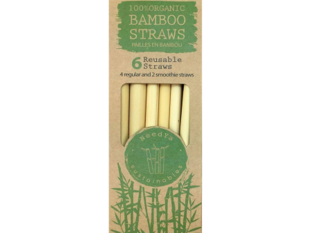 CLEARANCE - Needya Organic Mixed Bamboo Straws - 2 + 4-Pack Online now